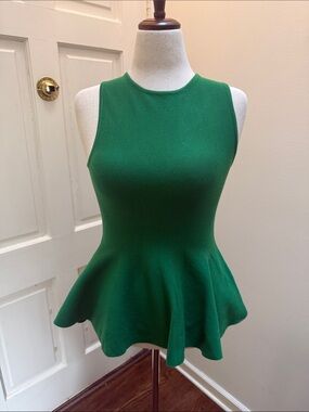 Zara Emerald Green Sleeveless Peplum Tank Top